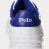 Vita/kungliga Ralph Lauren Heritage Court II lädersneakers för män