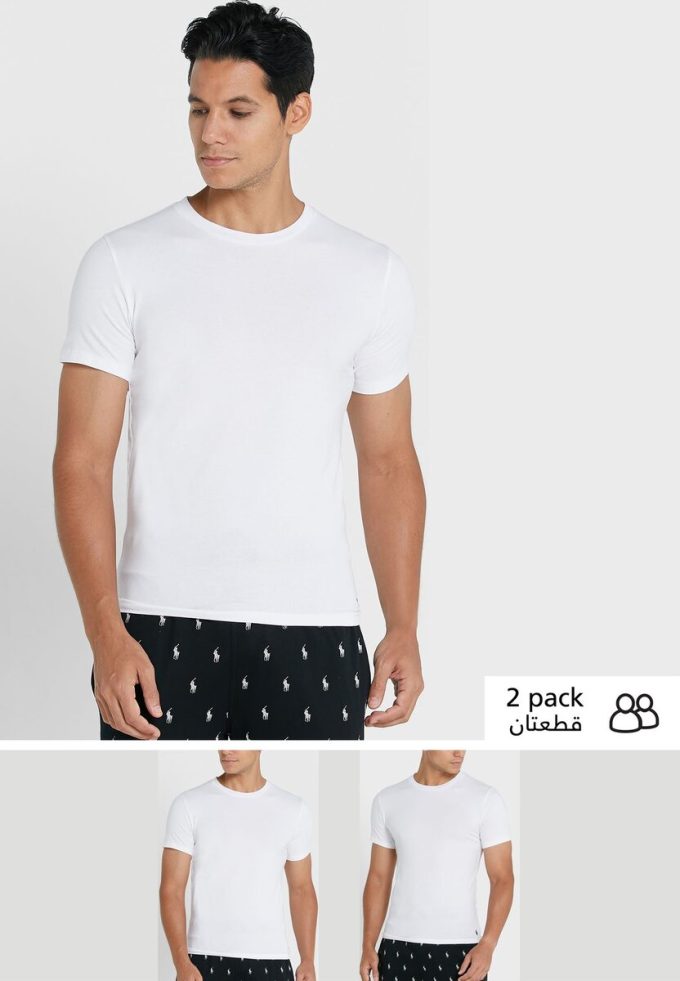 Vita Ralph Lauren 2-pack t-shirts med rund hals för män Vita Ralph Lauren 2-pack t-shirts med rund hals för män