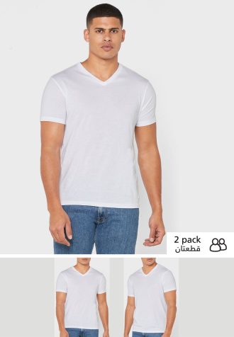 Vita Ralph Lauren 2-pack T-shirts med V-hals för män