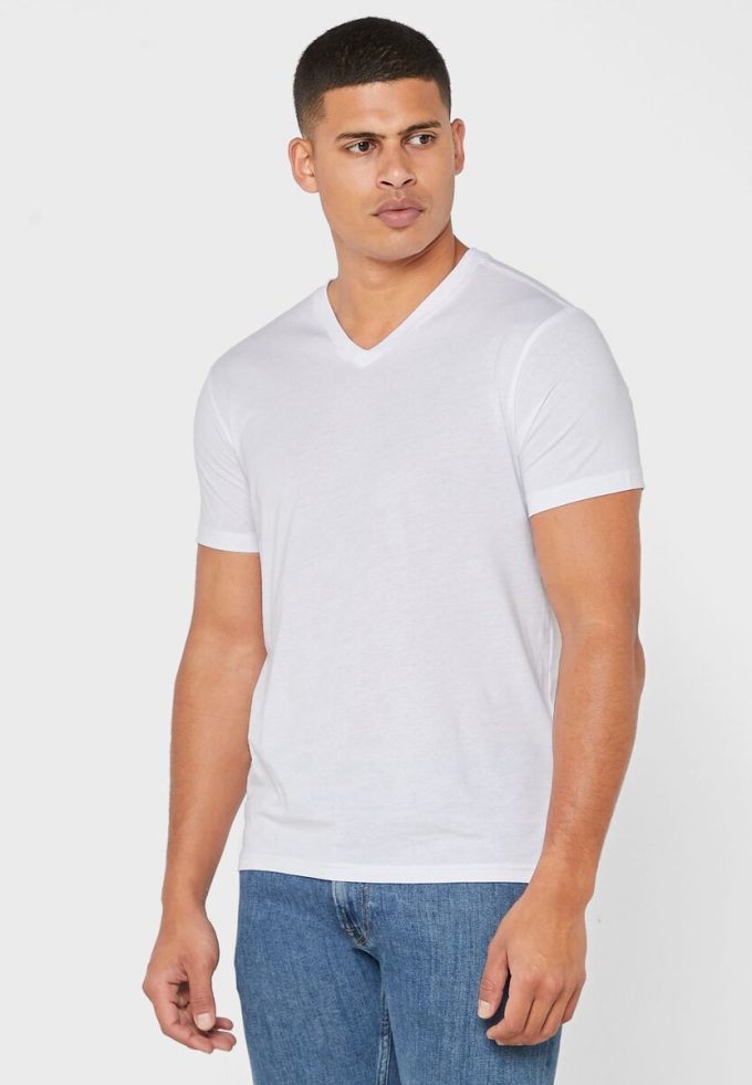 Vita Ralph Lauren 2-pack T-shirts med V-hals för män Vita Ralph Lauren 2-pack T-shirts med V-hals för män