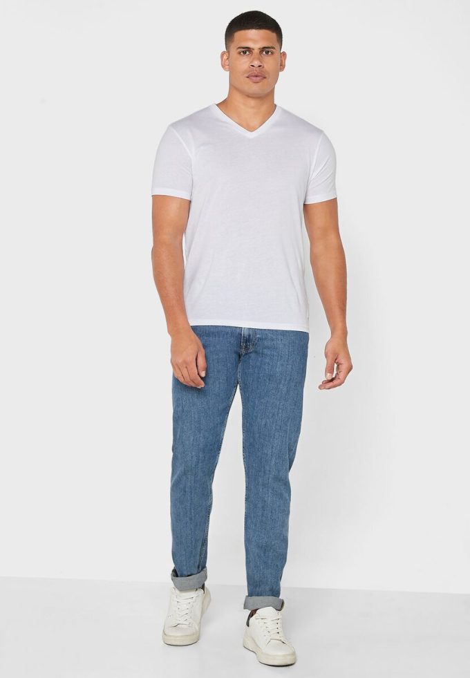Vita Ralph Lauren 2-pack T-shirts med V-hals för män Vita Ralph Lauren 2-pack T-shirts med V-hals för män