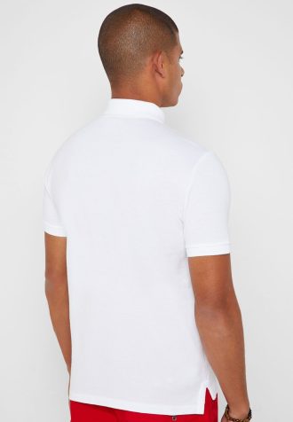 Vita Ralph Lauren Basic Mesh pikétröjor för män