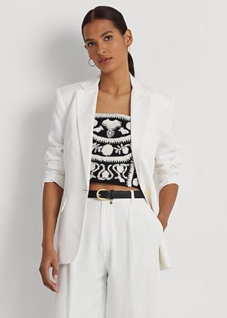 Vita Ralph Lauren Blazers i linneblandning av twill för kvinnor