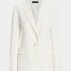 Vita Ralph Lauren Blazers i linneblandning av twill för kvinnor Vita Ralph Lauren Blazers i linneblandning av twill för kvinnor