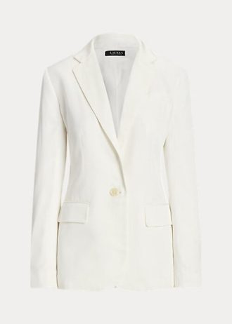 Vita Ralph Lauren Blazers i linneblandning av twill för kvinnor