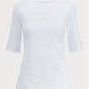 Vita Ralph Lauren Boatneck-tröjor i bomull för kvinnor