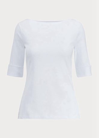 Vita Ralph Lauren Boatneck-tröjor i bomull för kvinnor