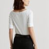Vita Ralph Lauren Boatneck-tröjor i bomull för kvinnor