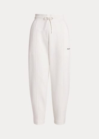 Vita Ralph Lauren Bomull-Blend-Fleece Carrot Sweatpants för kvinnor