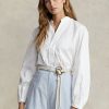 Vita Ralph Lauren Boxy Fit bomullsskjortor med blusärm för kvinnor Vita Ralph Lauren Boxy Fit bomullsskjortor med blusärm för kvinnor