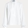 Vita Ralph Lauren Boxy Fit bomullsskjortor med blusärm för kvinnor Vita Ralph Lauren Boxy Fit bomullsskjortor med blusärm för kvinnor