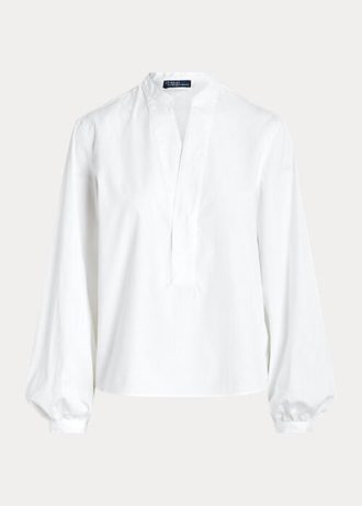 Vita Ralph Lauren Boxy Fit bomullsskjortor med blusärm för kvinnor