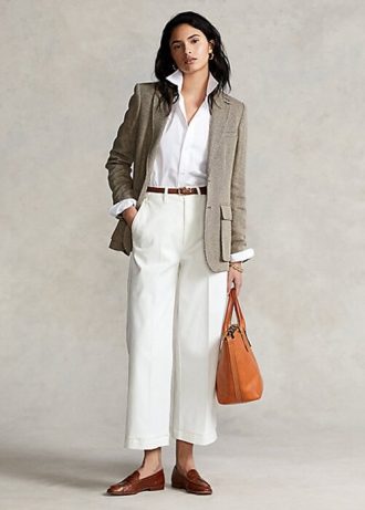 Vita Ralph Lauren Chino-byxor med vida ben för kvinnor