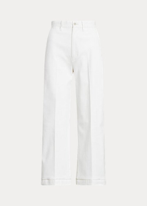 Vita Ralph Lauren Chino-byxor med vida ben för kvinnor Vita Ralph Lauren Chino-byxor med vida ben för kvinnor