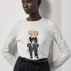 Vita Ralph Lauren Cinema Polo Bear T-shirts i bomull för kvinnor Vita Ralph Lauren Cinema Polo Bear T-shirts i bomull för kvinnor