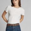Vita Ralph Lauren Cotton Jersey T-shirts med rund hals för kvinnor Vita Ralph Lauren Cotton Jersey T-shirts med rund hals för kvinnor
