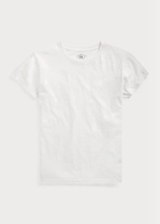 Vita Ralph Lauren Cotton Jersey T-shirts med rund hals för kvinnor Vita Ralph Lauren Cotton Jersey T-shirts med rund hals för kvinnor