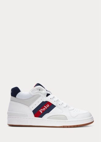 Vita Ralph Lauren Court Mid Pro Sneakers för män