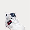 Vita Ralph Lauren Court Mid Pro Sneakers för män