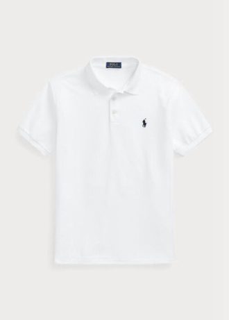 Vita Ralph Lauren Custom Slim Fit Birdseye pikétröjor för män