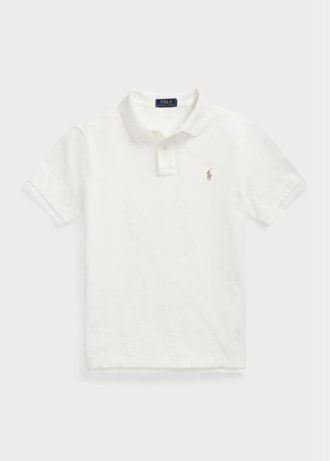 Vita Ralph Lauren Custom Slim Fit Mesh pikétröjor för män