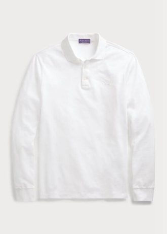 Vita Ralph Lauren Custom Slim Fit Pique-pikétröjor för män
