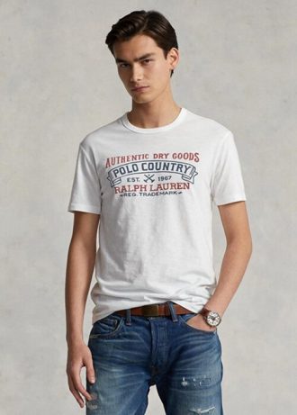 Vita Ralph Lauren Custom Slim Fit Polo Country T-shirts för män Vita Ralph Lauren Custom Slim Fit Polo Country T-shirts för män