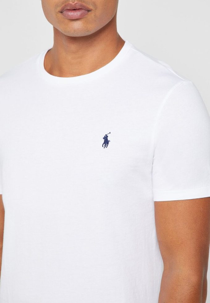 Vita Ralph Lauren Custom Slim Fit T-shirts i bomull för män Vita Ralph Lauren Custom Slim Fit T-shirts i bomull för män