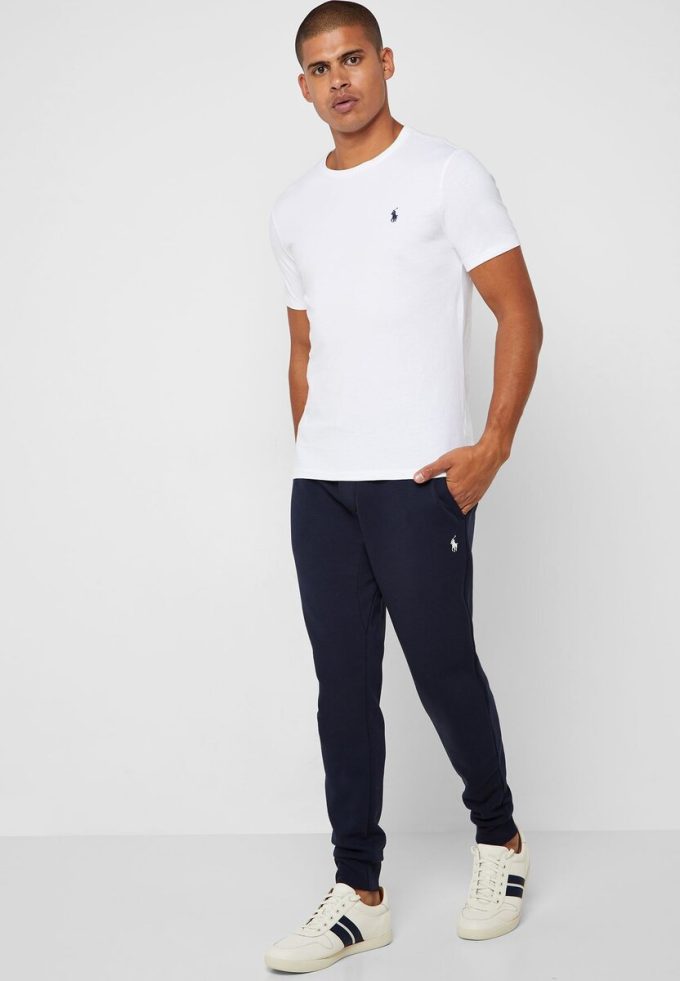 Vita Ralph Lauren Custom Slim Fit T-shirts i bomull för män Vita Ralph Lauren Custom Slim Fit T-shirts i bomull för män