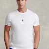 Vita Ralph Lauren Custom Slim Fit T-shirts med rund hals för män Vita Ralph Lauren Custom Slim Fit T-shirts med rund hals för män