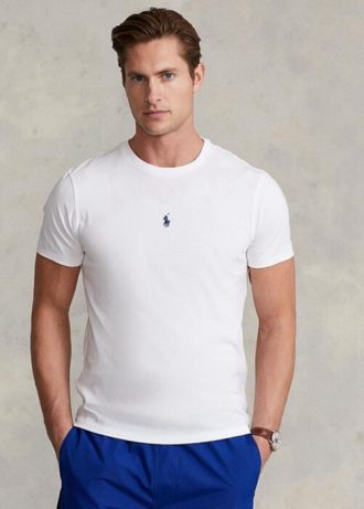 Vita Ralph Lauren Custom Slim Fit T-shirts med rund hals för män