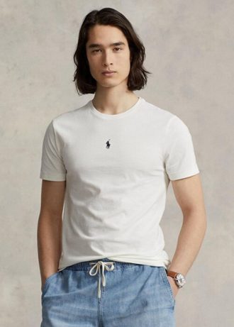 Vita Ralph Lauren Custom Slim Fit T-shirts med rund hals för män