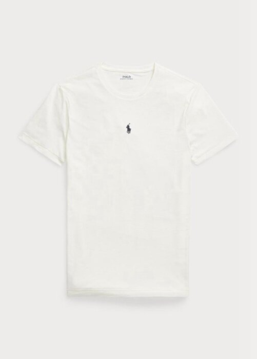 Vita Ralph Lauren Custom Slim Fit T-shirts med rund hals för män Vita Ralph Lauren Custom Slim Fit T-shirts med rund hals för män