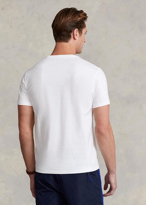 Vita Ralph Lauren Custom Slim Fit T-shirts med rund hals för män Vita Ralph Lauren Custom Slim Fit T-shirts med rund hals för män