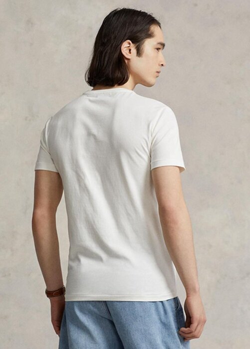 Vita Ralph Lauren Custom Slim Fit T-shirts med rund hals för män Vita Ralph Lauren Custom Slim Fit T-shirts med rund hals för män