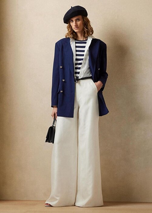 Vita Ralph Lauren Elaine Silk Shantung byxor för kvinnor Vita Ralph Lauren Elaine Silk Shantung byxor för kvinnor
