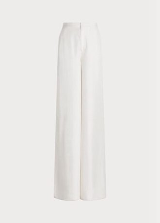 Vita Ralph Lauren Elaine Silk Shantung byxor för kvinnor
