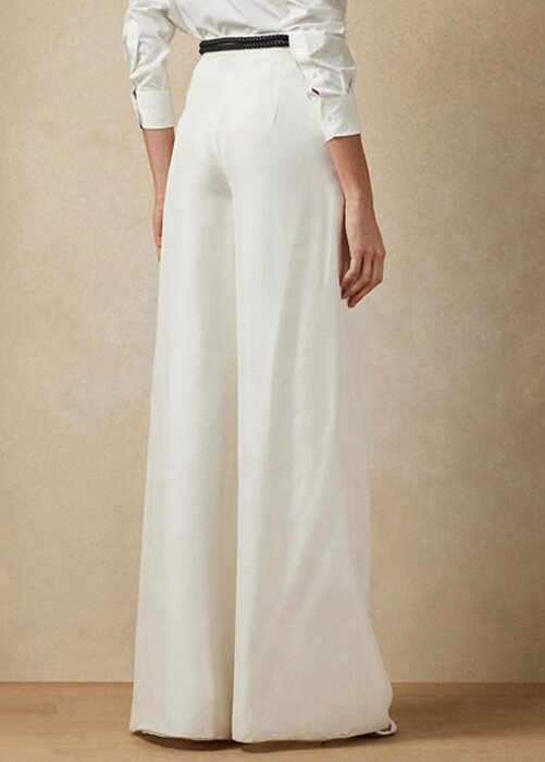 Vita Ralph Lauren Elaine Silk Shantung byxor för kvinnor Vita Ralph Lauren Elaine Silk Shantung byxor för kvinnor