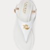 Vita Ralph Lauren Ellington-präglade lädersandaler för kvinnor