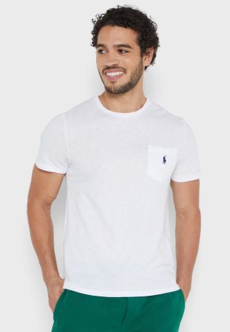 Vita Ralph Lauren Essential T-shirts med rund hals för män