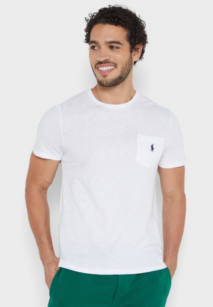 Vita Ralph Lauren Essential T-shirts med rund hals för män