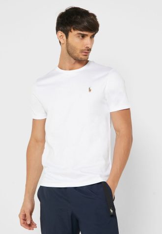 Vita Ralph Lauren Essential T-shirts med rund hals för män