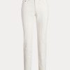 Vita Ralph Lauren Eyelet-Patchwork avslappnade avsmalnande jeans för kvinnor Vita Ralph Lauren Eyelet-Patchwork avslappnade avsmalnande jeans för kvinnor