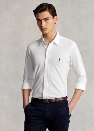 Vita Ralph Lauren fjäderviktiga meshskjortor för män