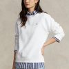 Vita Ralph Lauren fleece sweatshirts med rund hals för kvinnor Vita Ralph Lauren fleece sweatshirts med rund hals för kvinnor