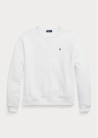 Vita Ralph Lauren fleece sweatshirts med rund hals för kvinnor