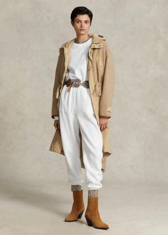 Vita Ralph Lauren fleecefriidrottsbyxor för kvinnor
