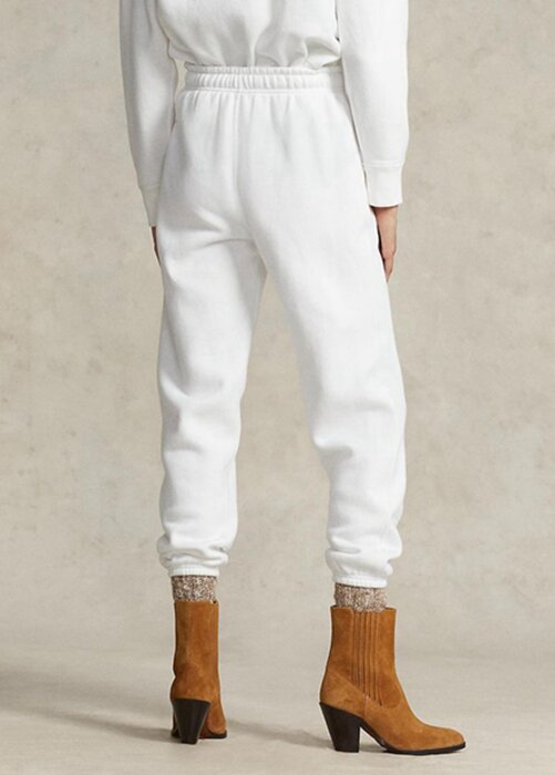 Vita Ralph Lauren fleecefriidrottsbyxor för kvinnor Vita Ralph Lauren fleecefriidrottsbyxor för kvinnor