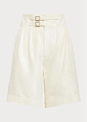 Vita Ralph Lauren Francine Mulberry Silk Shorts för kvinnor