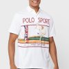 Vita Ralph Lauren grafiska pikétröjor för män Vita Ralph Lauren grafiska pikétröjor för män